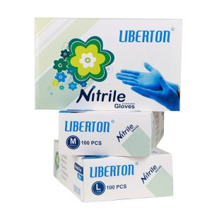 فروش آنلاین دستکش نیتریل آبی لیبرتون در سایز بندی LIBERTON blue nitrile gloves in sizing