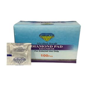 فروش آنلاین پد الکلی دیاموند Diamond Pad – بسته 100 عددی، ضدعفونی‌کننده با الکل 70% برای استفاده خارجی Online sale of Diamond Pad alcohol pads - pack of 100, disinfectant with 70% alcohol for external use